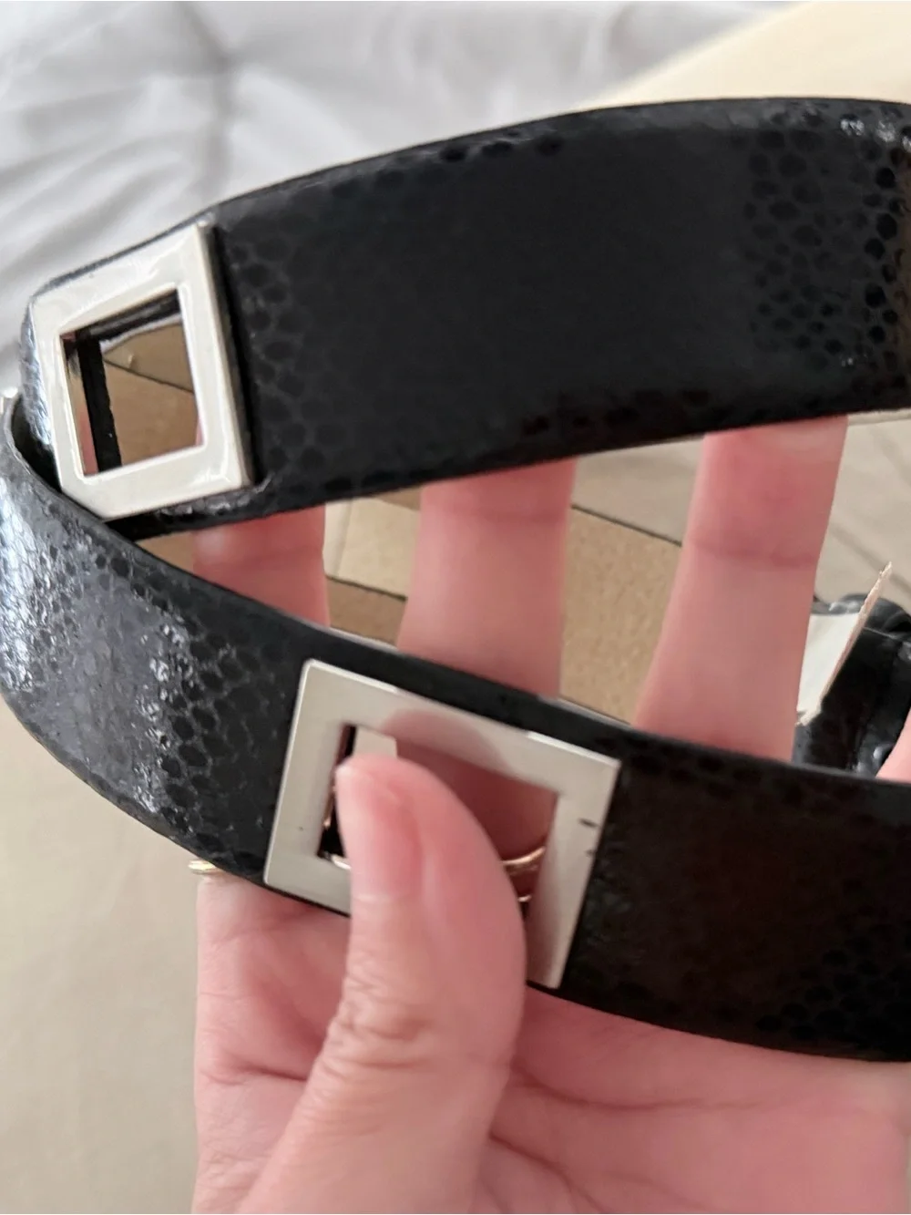 Michael Kors black textured leather belt